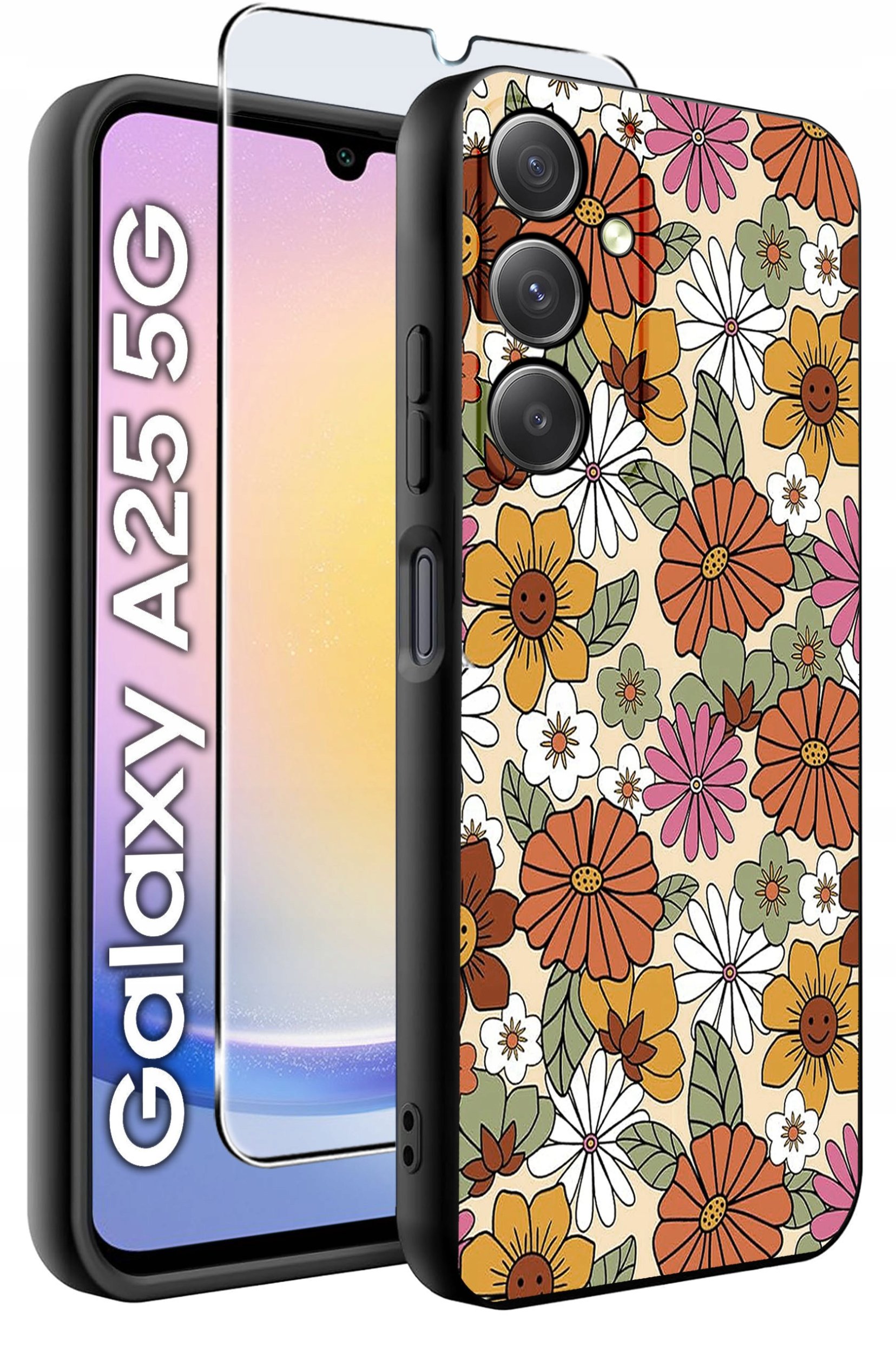 krainaGSM ETUI do Samsung A25 5G WZORY SILIKONOWE MATT CASE + SZKŁO HARTOWANE 9H