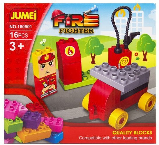 Klocki Jumei 3+ STRAŻ POŻARNA 16 elementów, 20x19cm
