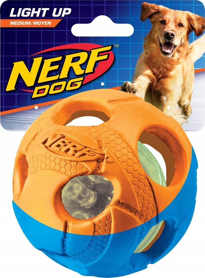 Zeus Piłka świecąca NERF Dog lluma-Action LED, czerwona/zielona, 6cm