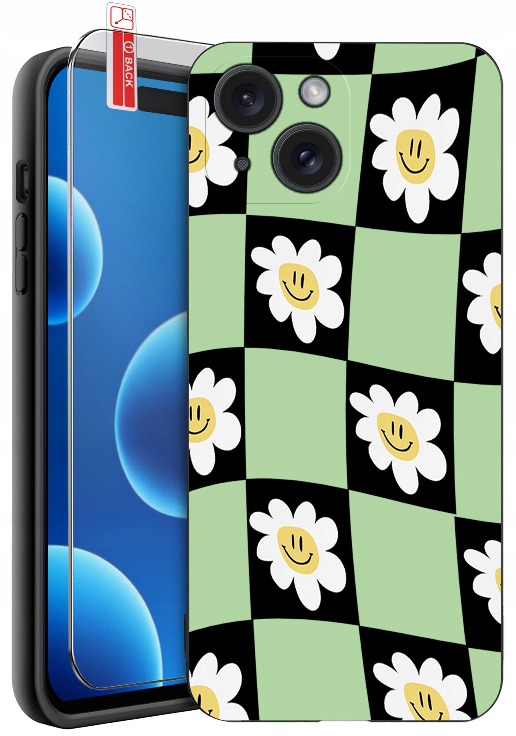 ETUI do iPhone 15 | WZORY | SILIKONOWE MATT CASE + SZKŁO 9H