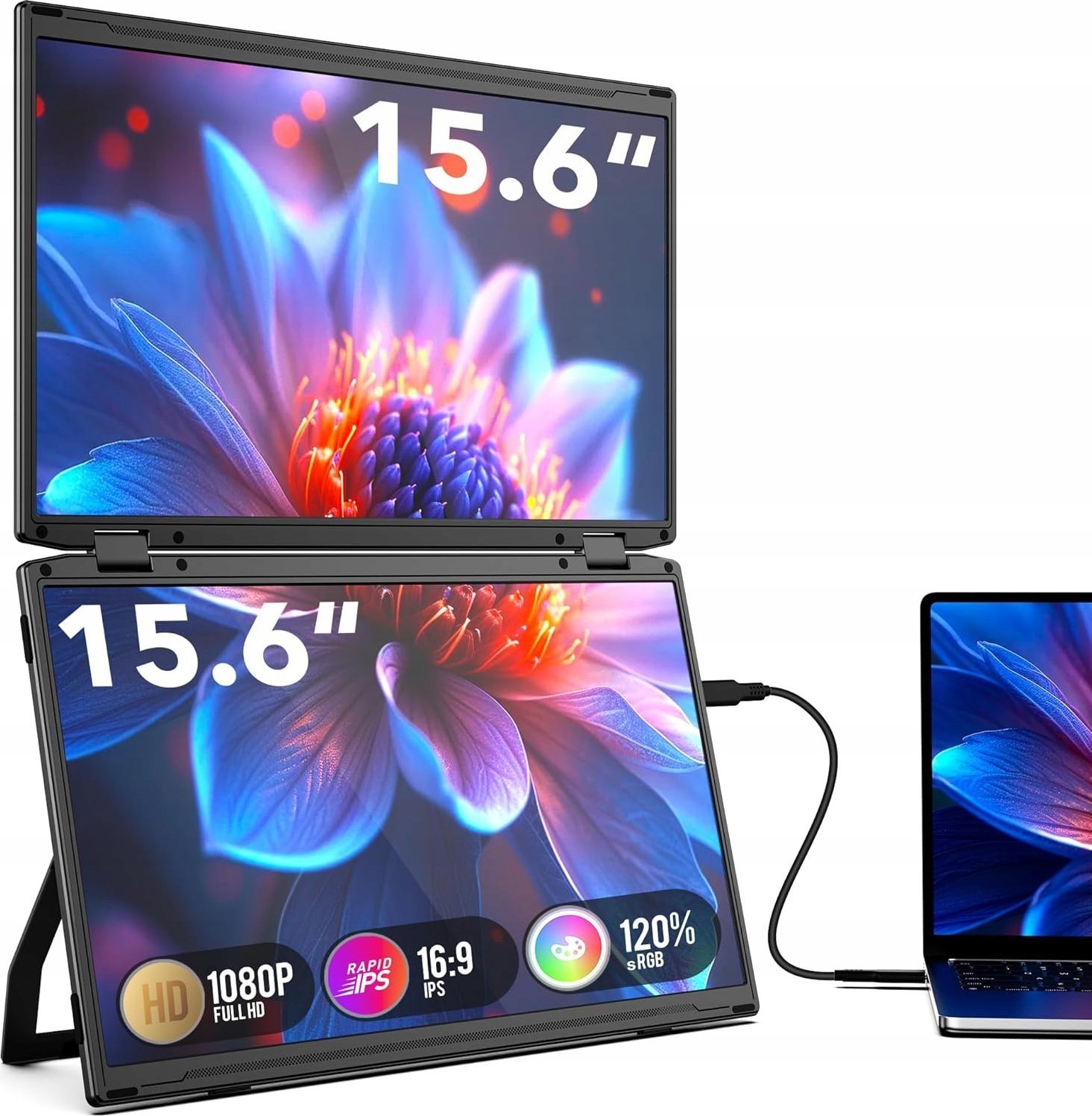 SMISEACOW M4 Przenośny monitor do laptopa15,6" IPS 1080P potrójny 360 2024