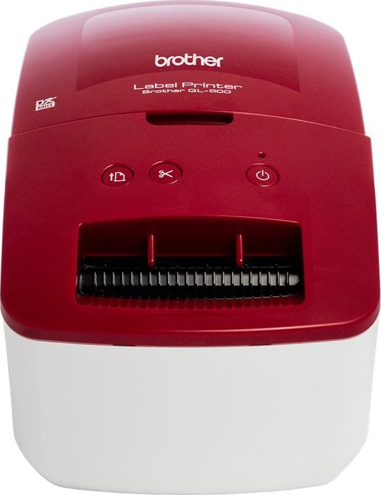 Drukarka etykiet Brother Brother QL-600R - Etikettendrucker - Thermodirekt - Rolle (6,2 cm) - 300 x 300 dpi - bis zu 71 mm/Sek. - USB 2.0 - weiss, Rot