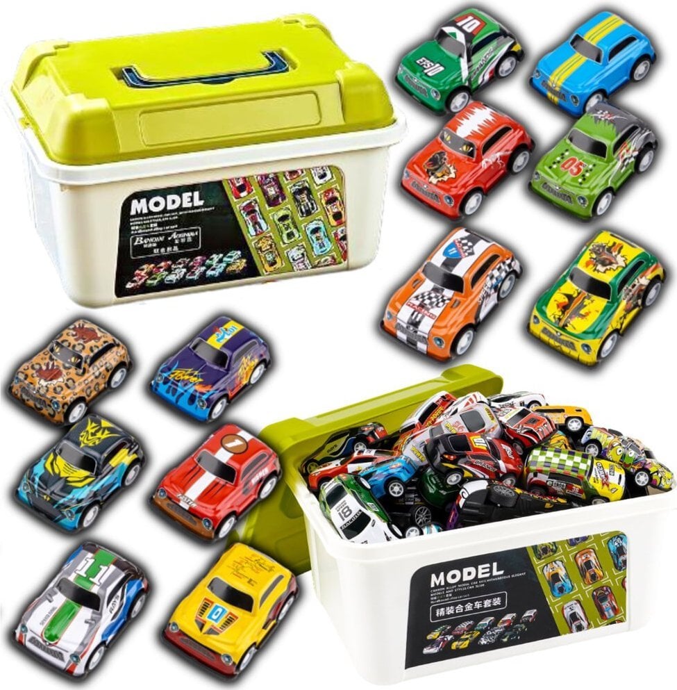 Zestaw Resoraków w Walizce Samochody Kolorowe 30 szt LEAN Toys