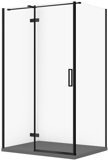 SET C581 KABINA CITY LEWA CZARNA 120X90X195+TAKO SLIM SZARY MAT WIR