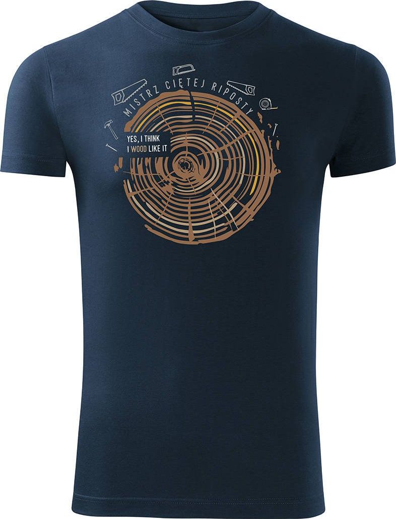 Topslang Koszulka dla stolarza drwala męska granatowa Slim S