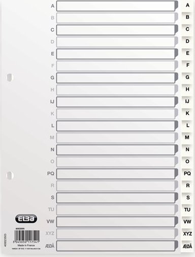Segregator Elba Elba 400020999, Alphabetic tab index, Polypropylene (PP), White, Portrait, A