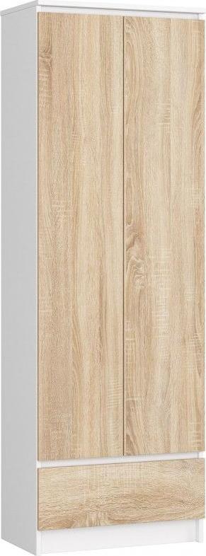 Fabryka Mebli Akord REGAŁ BIUROWY SZAFA R 60 cm CLP 1 SZUFLADA 2 DRZWI BIAŁY / SONOMA