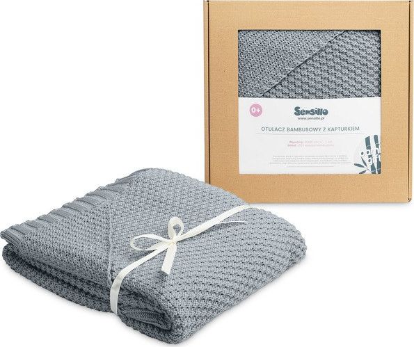 Sensillo OTULACZ Z KAPTURKIEM 100% BAMBOO GIFT GRAFITOWY