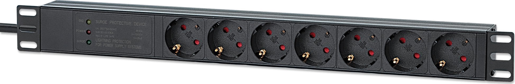 Intellinet Network Solutions INTELLINET Steckdosenleiste 7fach 2m Kabel 1HE Überspannung