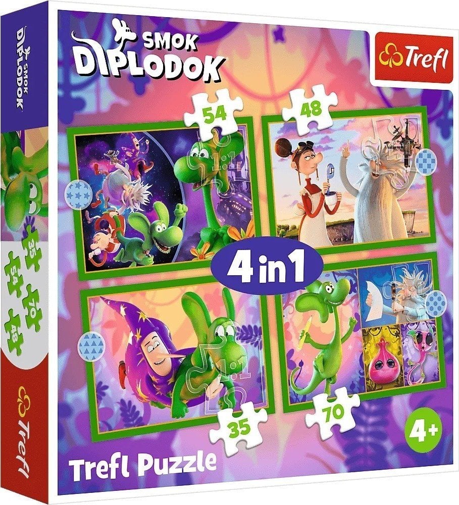 Trefl Puzzle 4w1 Świat Smoka Diplodoka - łącznie 207 elementów (34663)