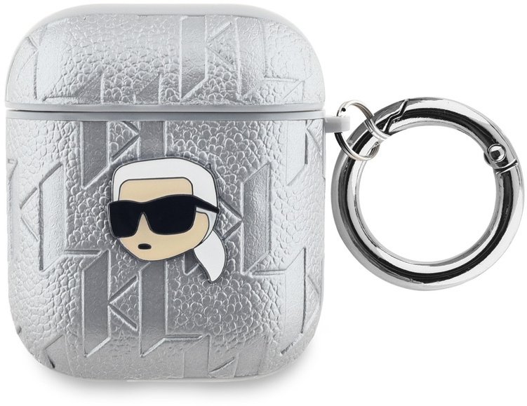 Karl Lagerfeld PU Embossed Karl Head Case for AirPods 1/2 Silver standard
