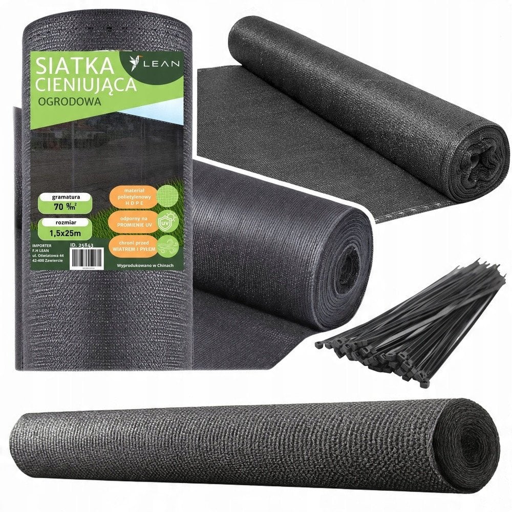 Siatka Cieniująca Na Ogrodzenie Płot Maskująca Szara 1.5M 25M 70g/m²