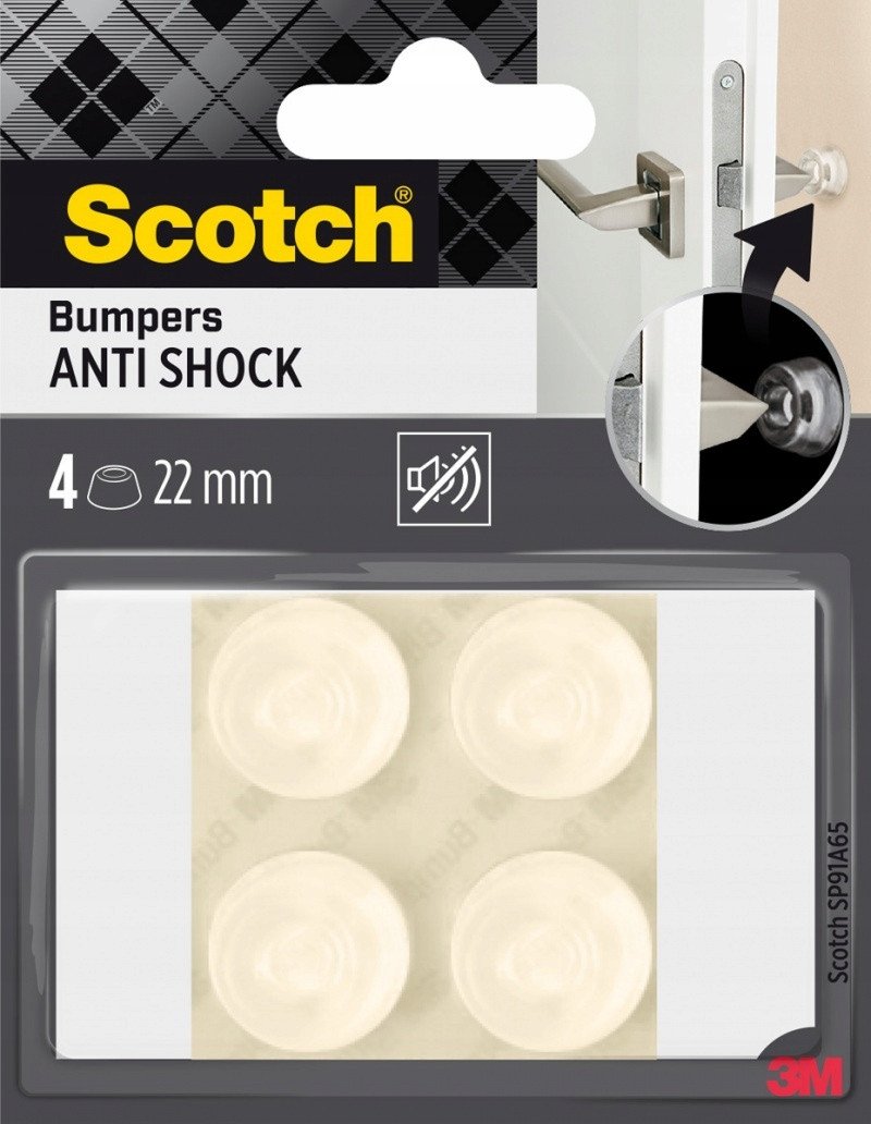 Odbojniki wygłuszające SCOTCH, samoprzylepne, okrągłe, 22mm, 4 szt., białe