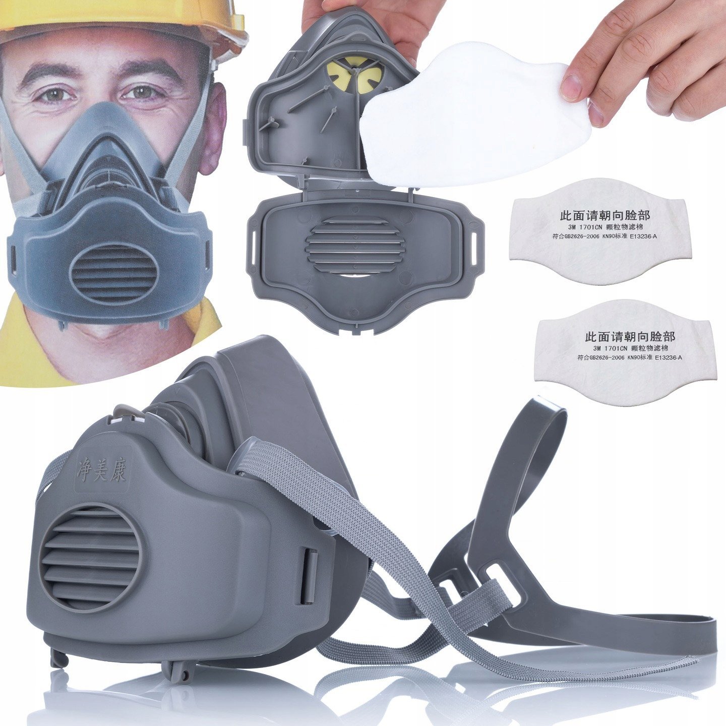 Rosfix MASKA PÓŁMASKA MALARSKA + 2X FILTR KN95 REGULOWANA DO AGREGATU MALARSKIEGO