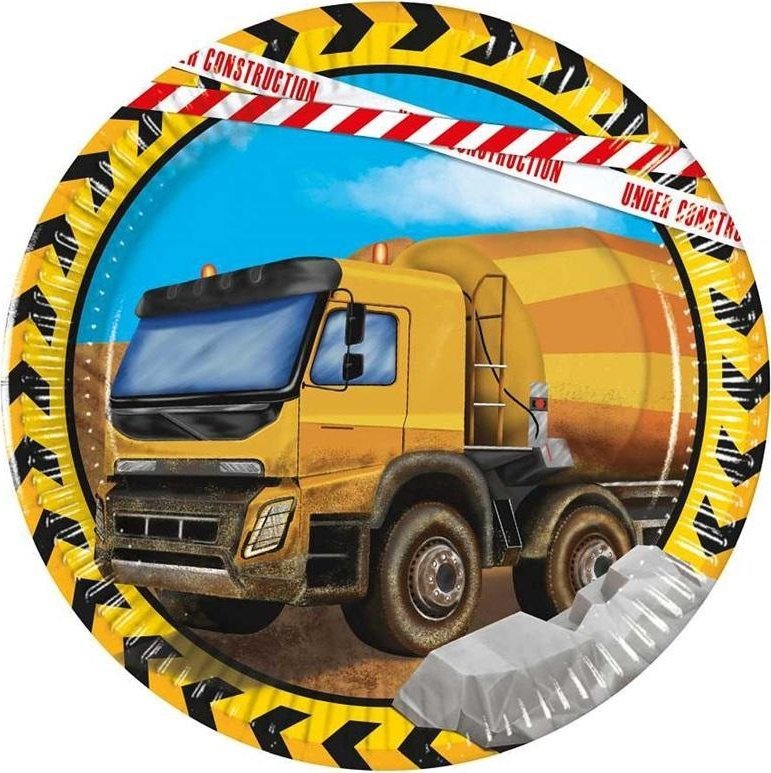 Talerzyki papierowe Construction 20cm 8szt