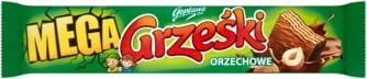 Goplana Grześki Mega Orzechowe Wafel przekładany kremem orzechowym w czekoladzie mlecznej 48 g