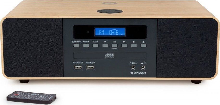 Radio Thomson Mikro wieża Thomson MIC202IBT z Bluetooth i ładowarką indukcyjną do telefonu radio FM z RDS odtwarza CD/MP3