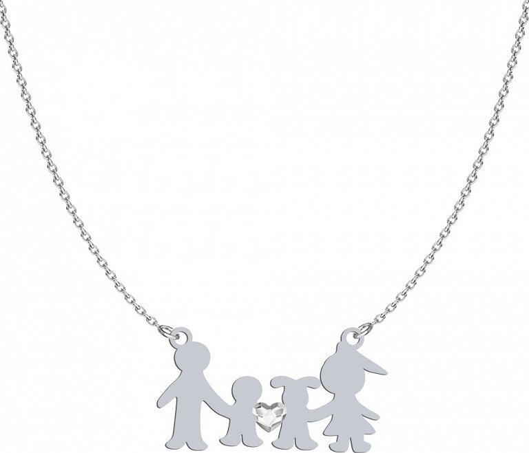 Radziszewska Jewellery Naszyjnik Srebrny Rodzina Łańcuszek Kryształ Imię Dziecka DZIEŃ MATKI 925