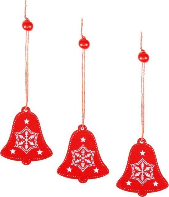 Springos Świąteczne zawieszki 5cm drewniane dzwonki zestaw 3 szt. UNIWERSALNY