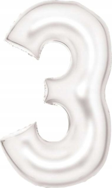 AMSCAN Balon foliowy cyfra 3 satynowa biała 86cm 9917295