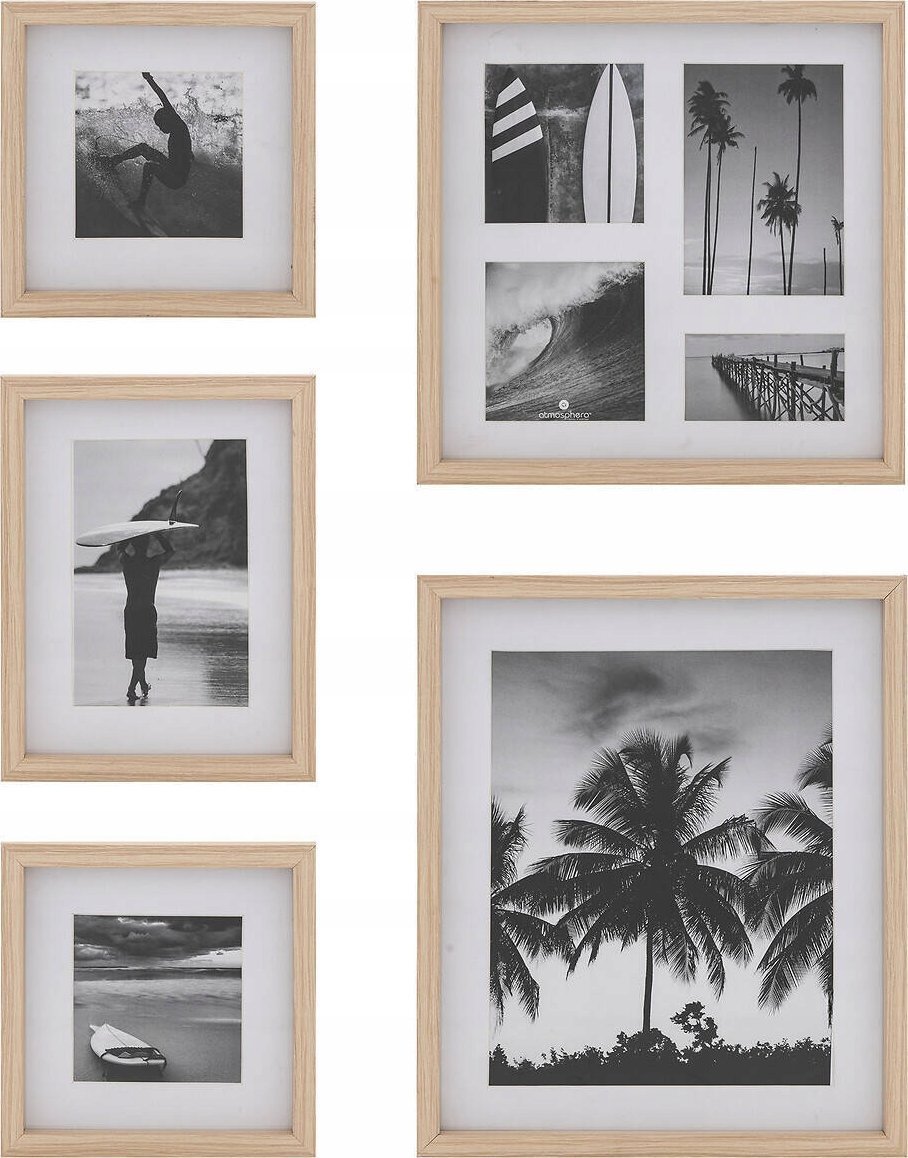 Ramka Atmosphera Zestaw ramek na zdjęcia kolor dębowy ERIN, 5 ramek różnej wielkości