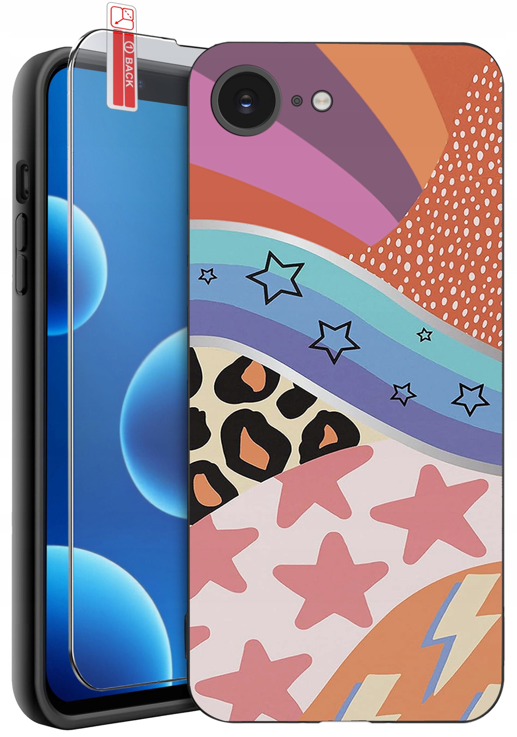 ETUI do iPhone 16e | WZORY | SILIKONOWE MATT CASE + SZKŁO 9H