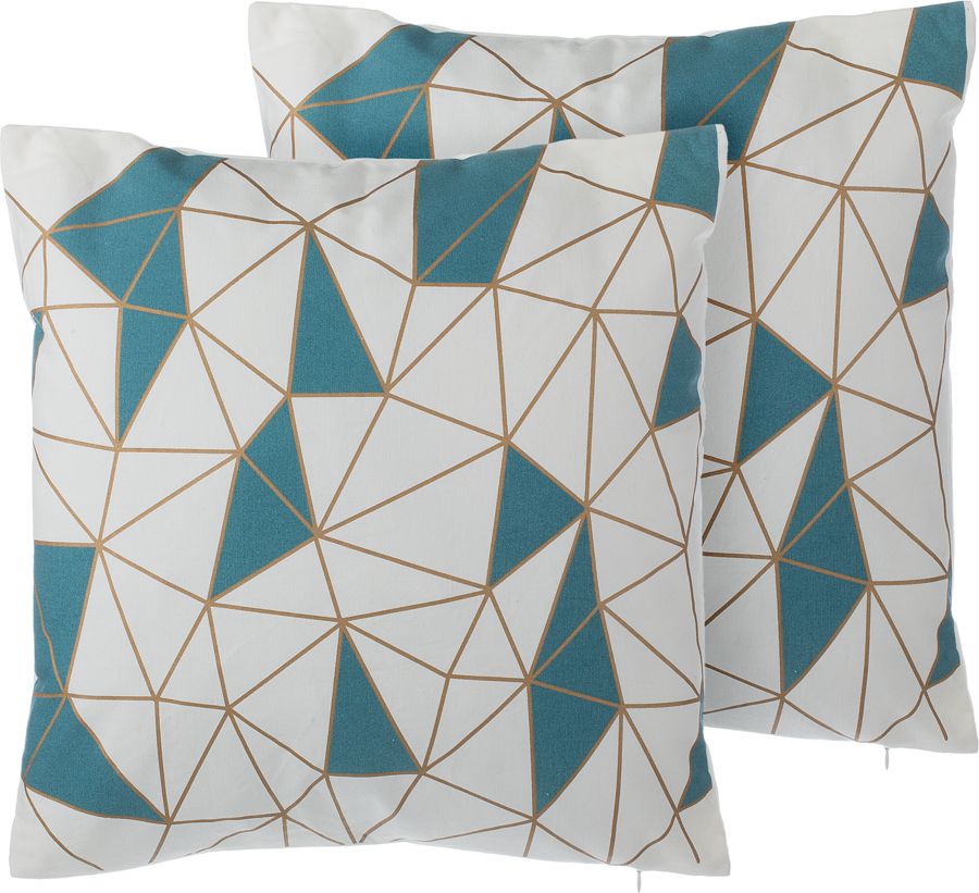 Beliani Zestaw 2 poduszek dekoracyjnych w siatkę 45 x 45 cm niebieski CLARKIA