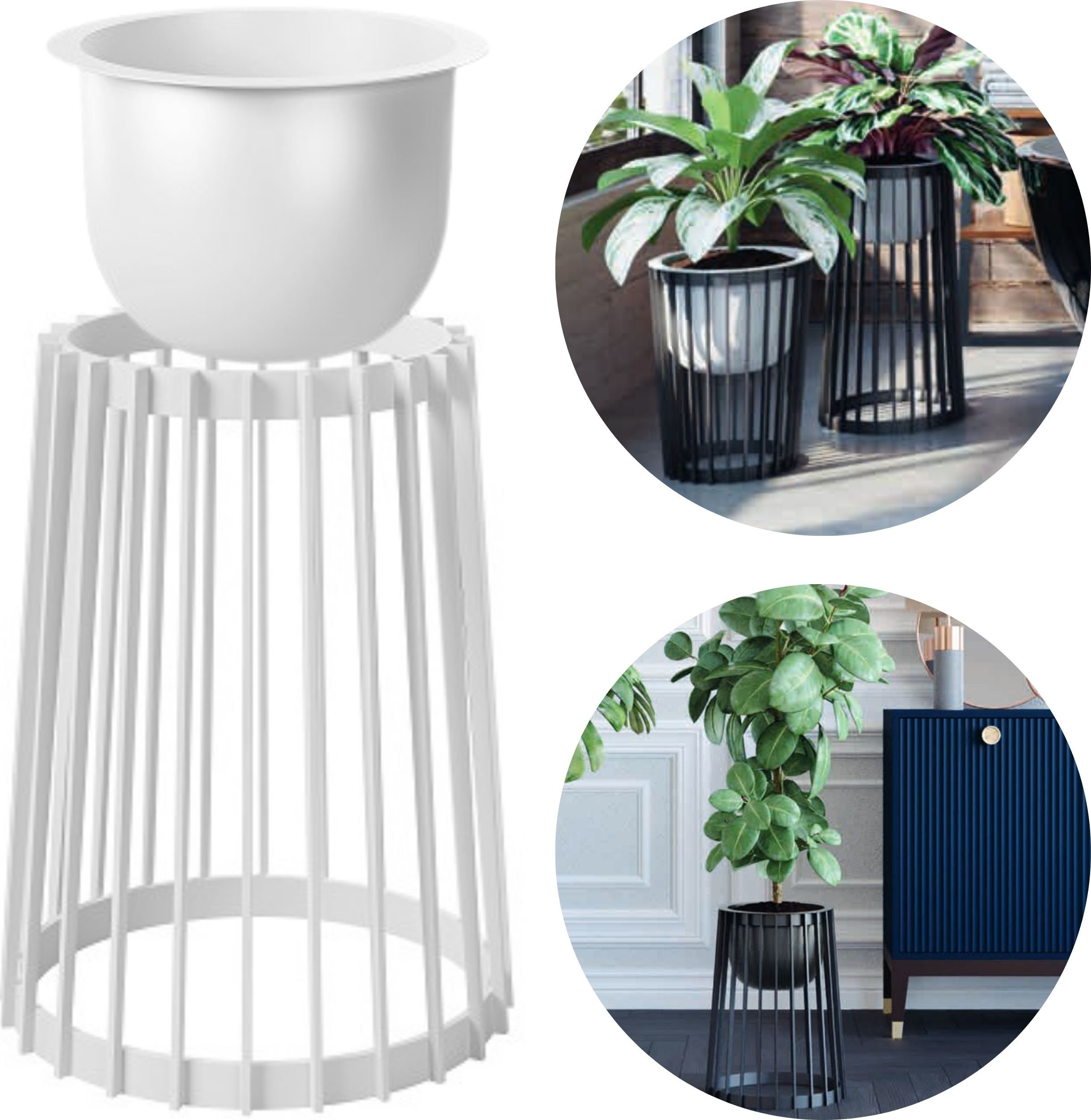 Kwietnik wysoki dwustronny Standy 40h Stojak na kwiaty + wkład wewnętrzny