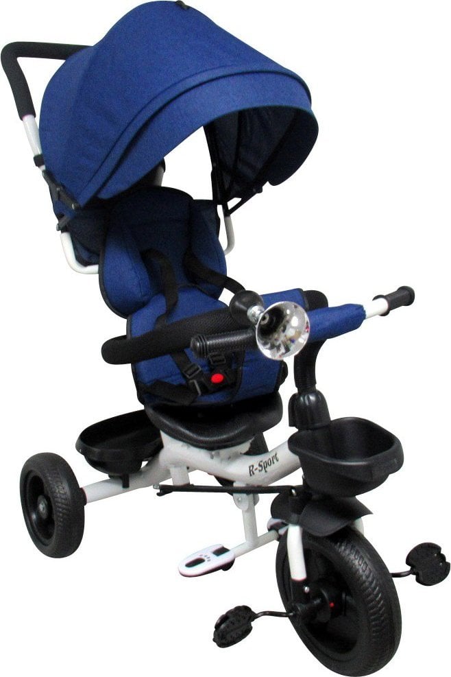 R-Sport Rowerek Trójkołowy T4 niebieski jeans R-Sport Obracany 360 stopni Koła EVA, Hamulec Wolne koło