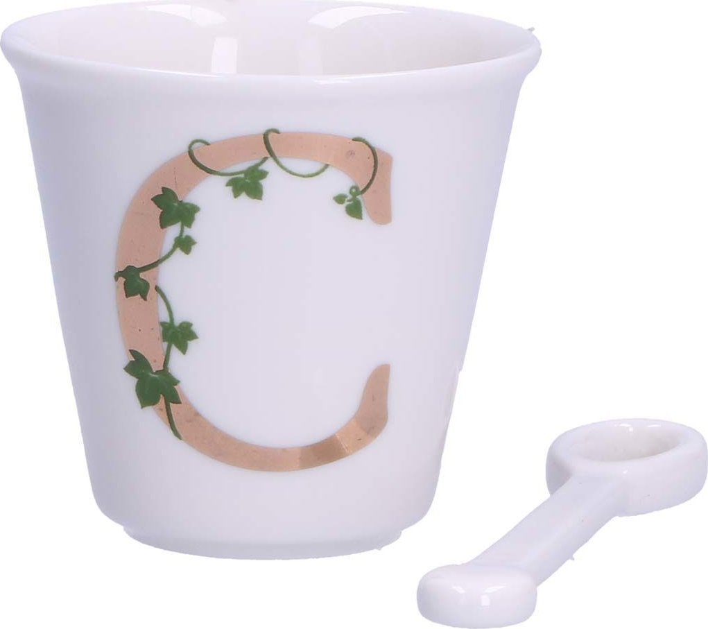 NPC Polska La Porcellana Bianca Filiżanka z łyżeczką litera C 75 ml