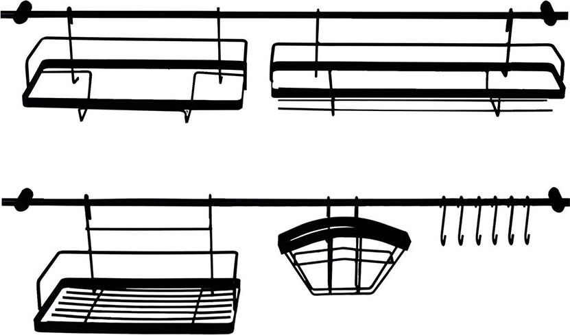 Metlex 16 częściowy reling kuchenny czarny METLEX MX4543BL uniwersalny