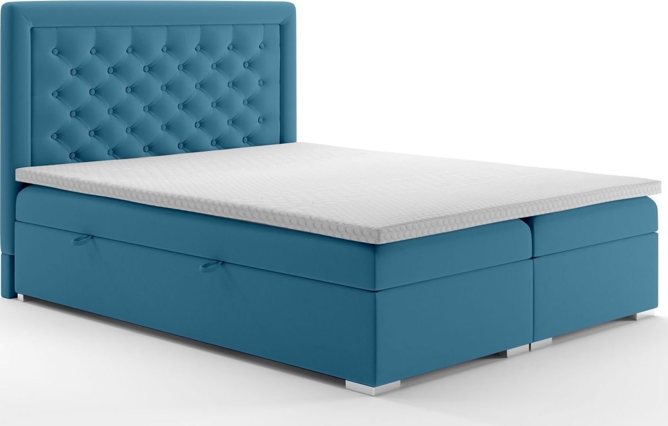 LAVERTO Łóżko kontynentalne AMIGO 180x200 ciemno niebieskie velvet z pojemnikiem