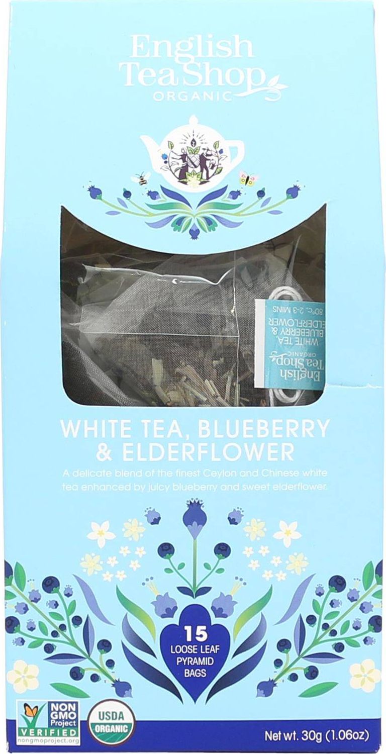 English Tea English Tea Shop, Herbata White Tea, Blueberry & Elder, 15 piramidek