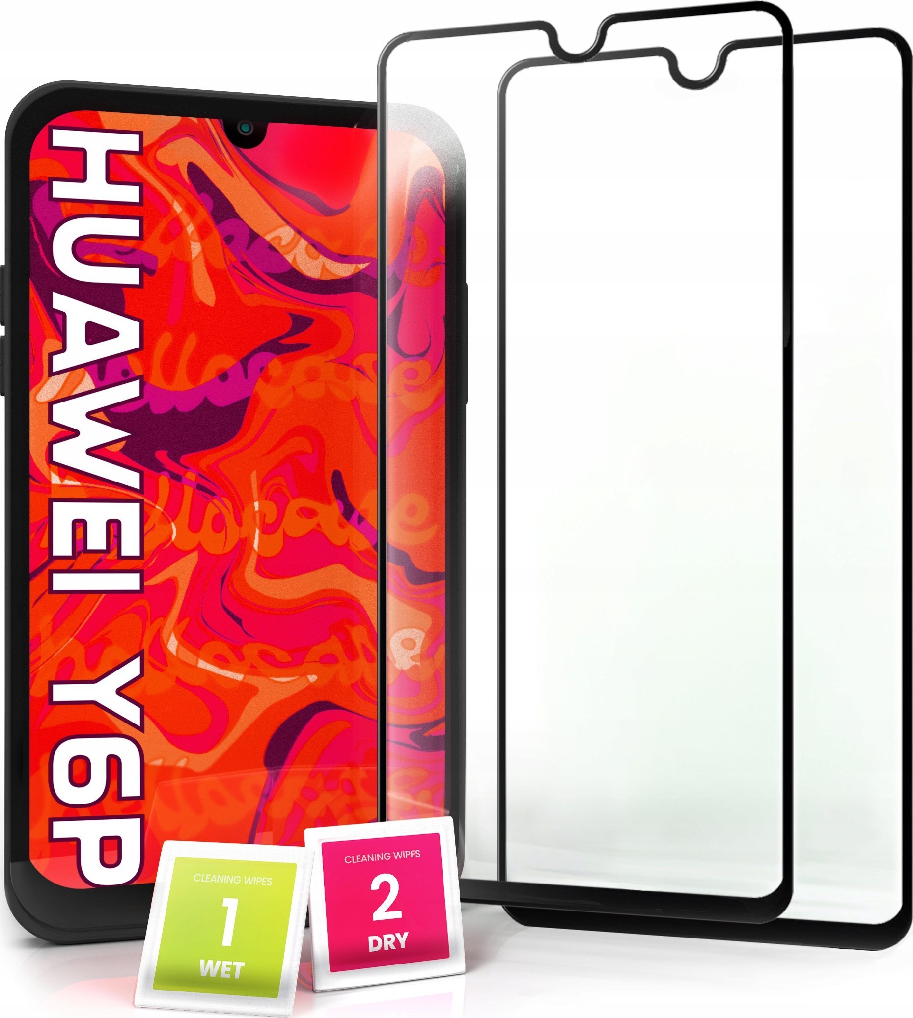 Hello Case 2-pak Szkło Hartowane do Huawei Y6P Ochronne Pełne Na cały ekran 5D 9H