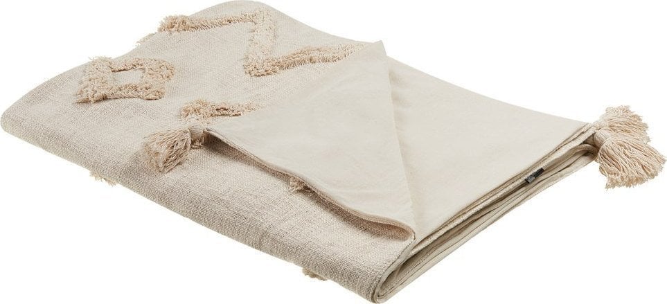 Beliani Bawełniany Koc 130 X 180 Cm Beżowy Guna!