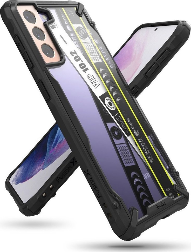 Ringke Etui Ringke Fusion X Design do Samsung Galaxy S21+ 5G (S21 Plus 5G) czarny (Ticket band)