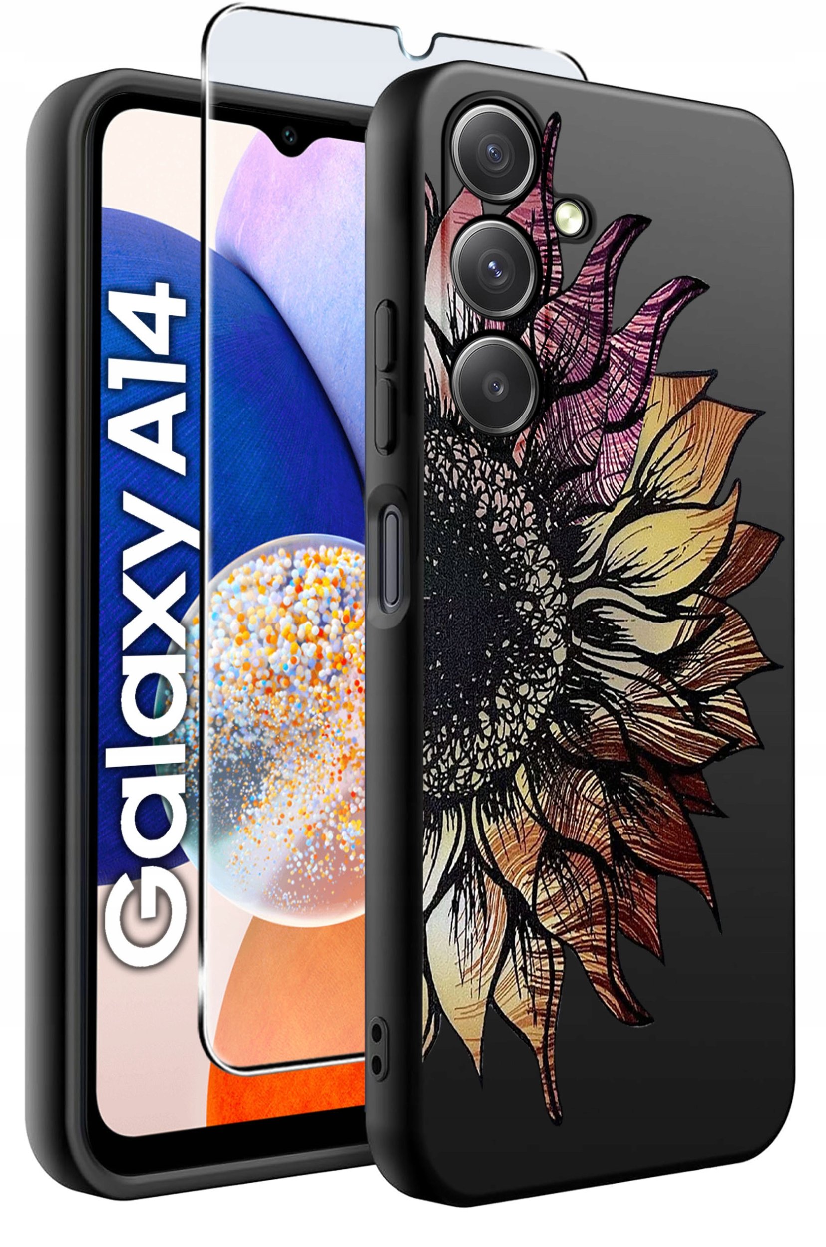 ETUI do Samsung A14 5G WZORY | SILIKONOWE MATT CASE + SZKŁO HARTOWANE 9H