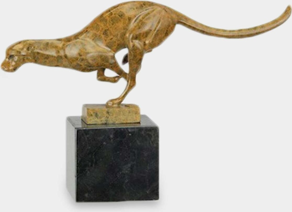 rzezbyzbrazu Biegnący Jaguar Modernistyczna Rzeźba z Brązu Patyna