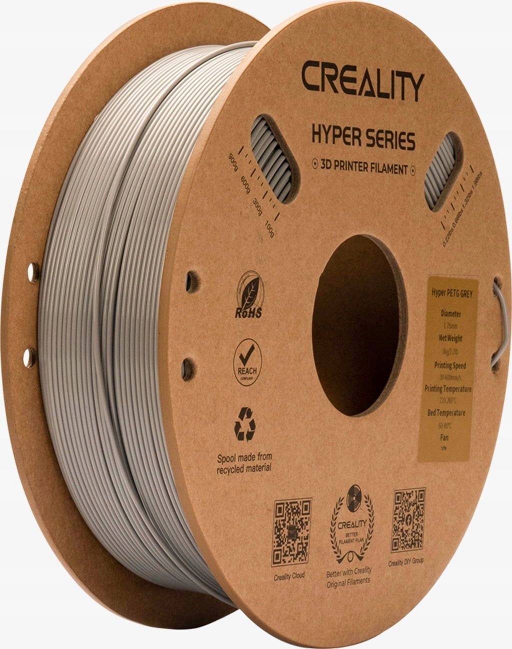 Creality Creality Filament Hyper PETG, 1kg, 1,75mm, Grey (3301030068)