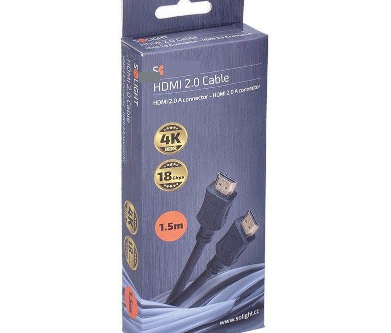 Solight HDMI kabel s Ethernetem, HDMI 2.0 A konektor - HDMI 2.0 A konektor, blistr, 1,5m
