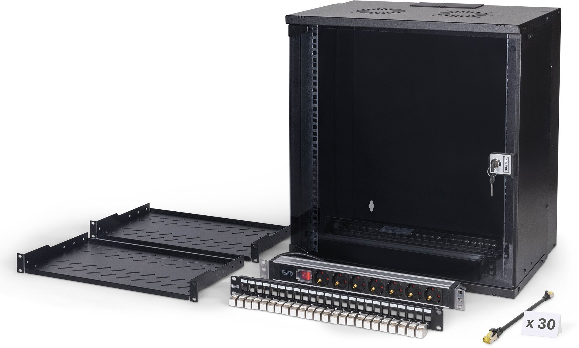 DIGITUS Netzwerk-Set 483 mm (19") - 12HE, 540x400 mm (BxT)sw