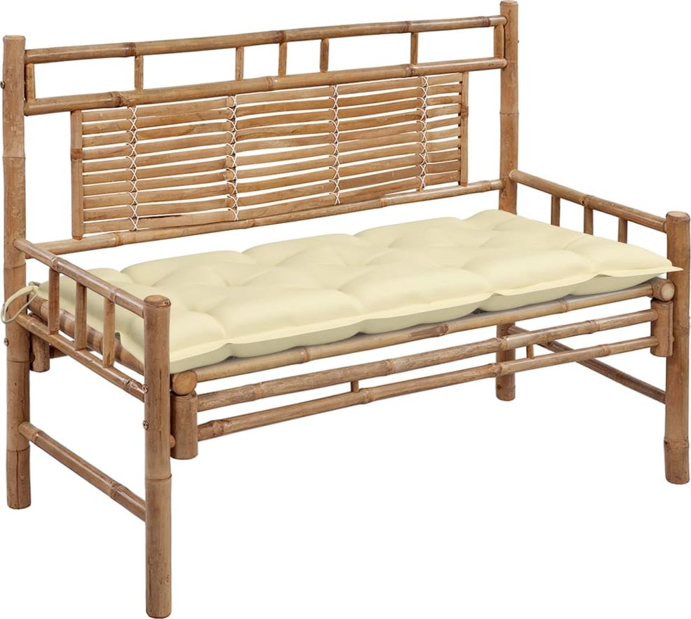 vidaXL Ławka ogrodowa z poduszką, 120 cm, bambusowa