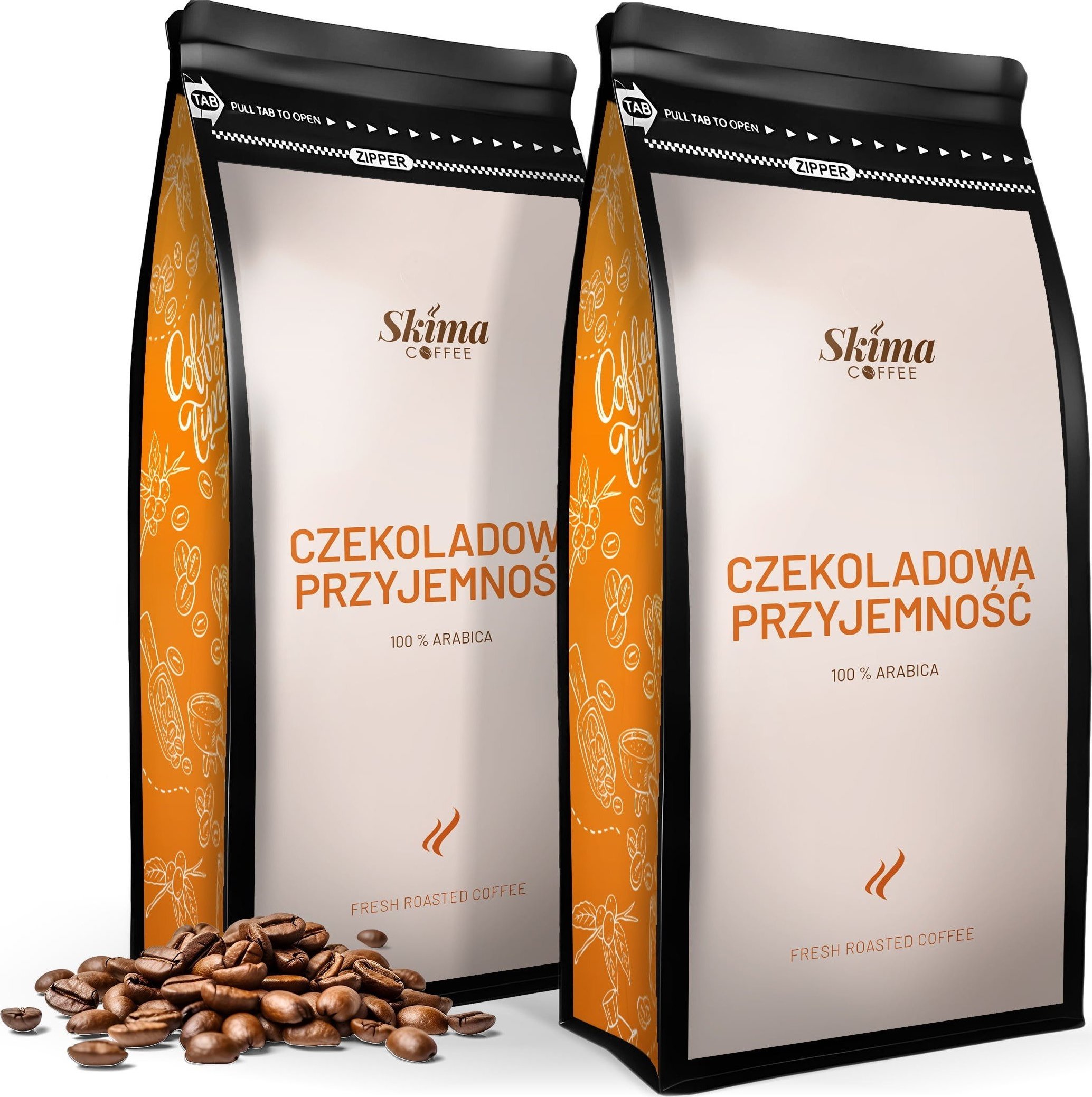 Kawa ziarnista SkimaCoffee Zestaw Kawa ziarnista 1kgX2 CZEKOLADOWA PRZYJEMNOŚĆ 100% ARABICA Świeżo Palona do ekspresu