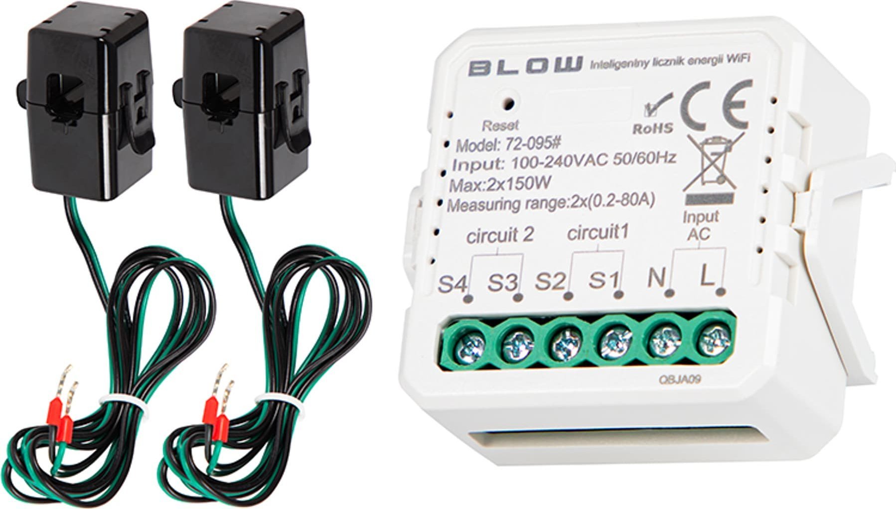 Blow 72-095# Inteligentny licznik energii dwukierunkowy dwukanałowy wifi tuya