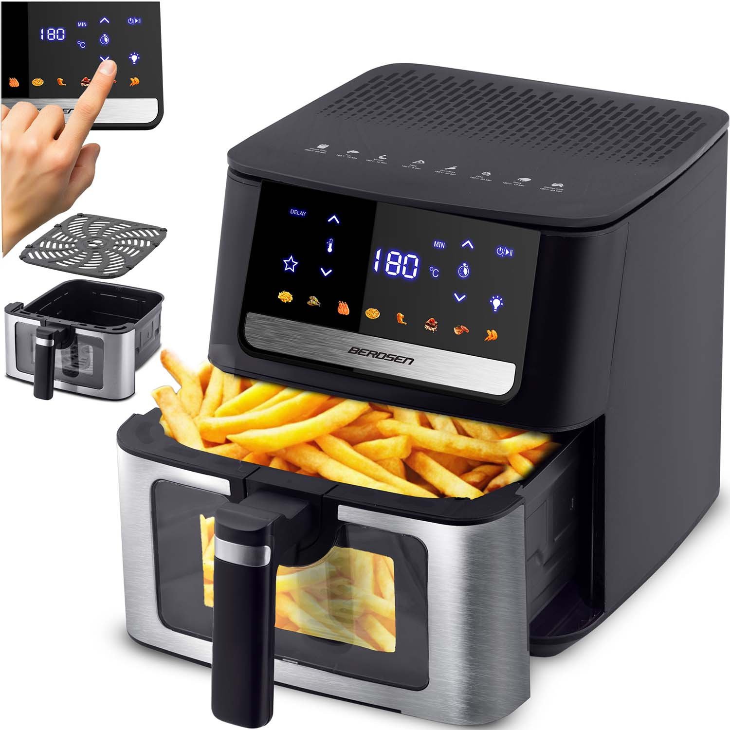Frytkownica beztłuszczowa Air fryer Berdsen BD-655 czarna
