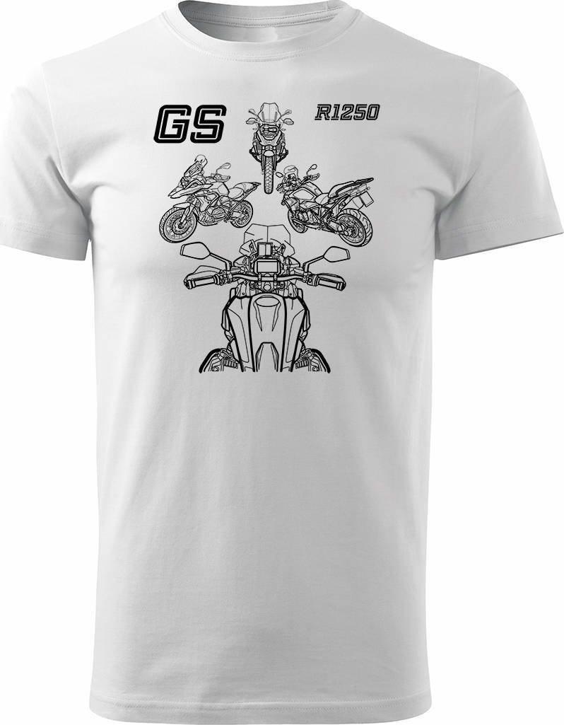 Topslang Koszulka motocyklowa z motocyklem na motor BMW GS 1250 ADVENTURE męska biała REGULAR L