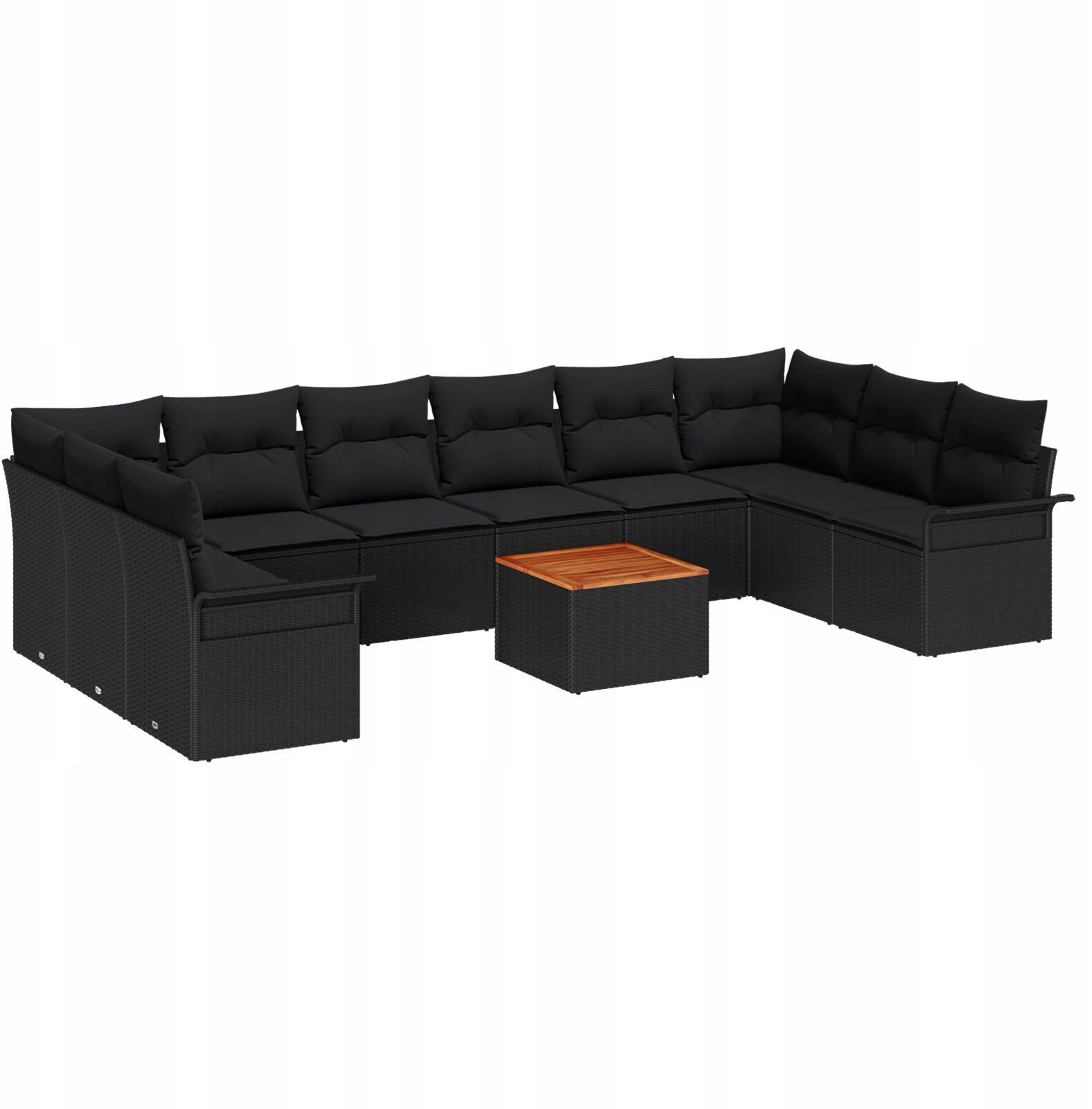 vidaXL 11-częściowy zestaw sofy ogrodowej z poduszkami czarny polirattan akacja, vidaXL 2-osobowa sofa ogrodowa z miejscem do przechowywania i poduszk