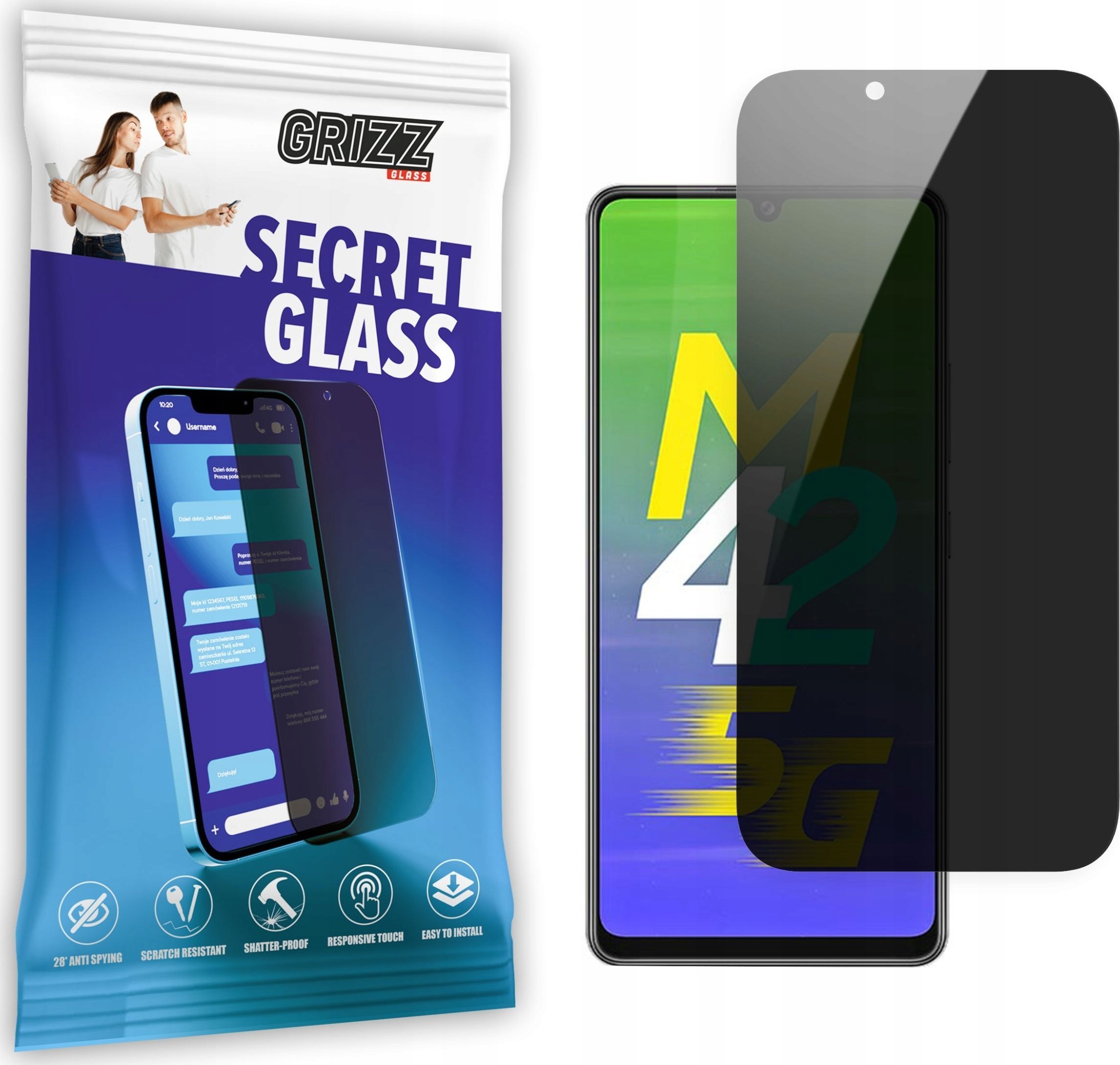 GrizzGlass Szkło prywatyzujące GrizzGlass SecretGlass Samsung Galaxy M42 5G