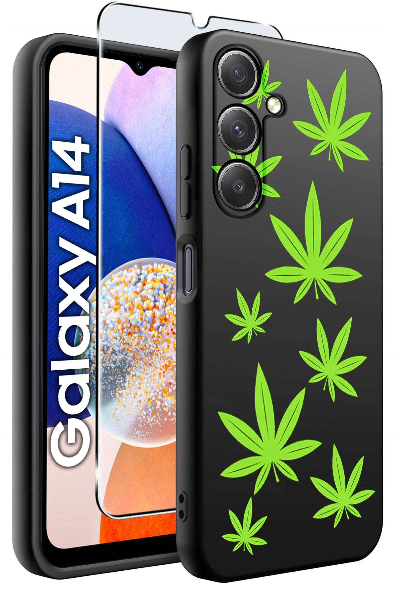 ETUI do Samsung A14 5G WZORY | SILIKONOWE MATT CASE + SZKŁO HARTOWANE 9H