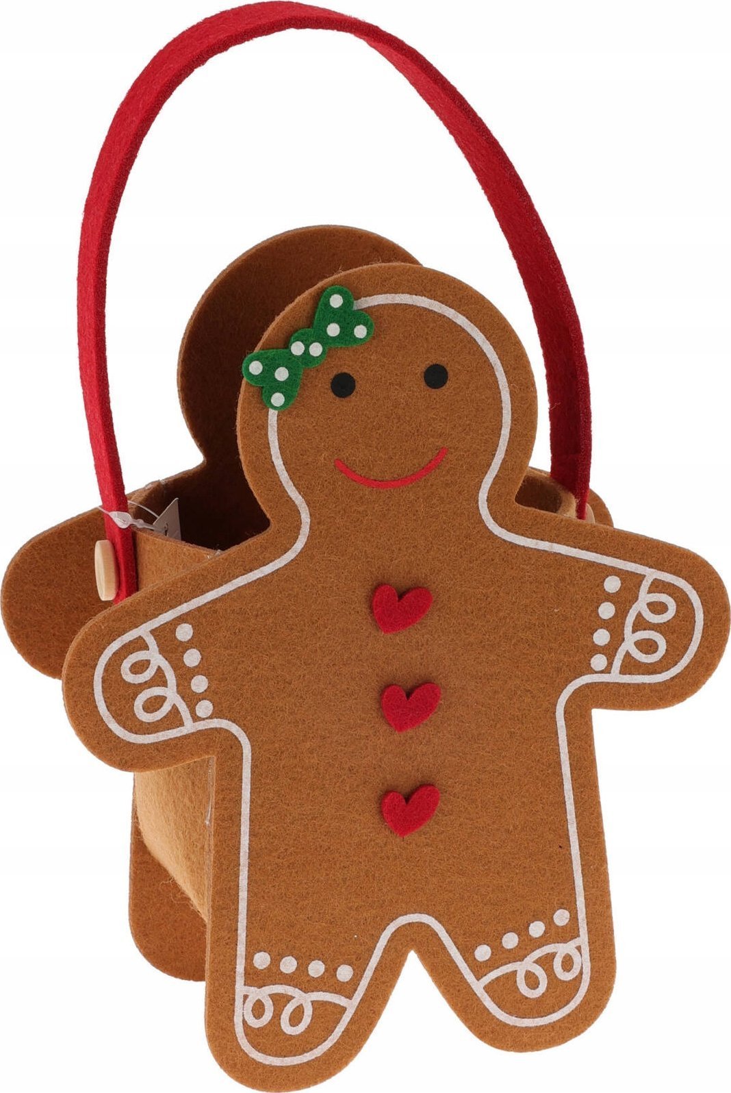 Dekoracja świąteczna Home Styling Collection Torba filcowa z bożonarodzeniowym motywem, 16,5 x 20 cm